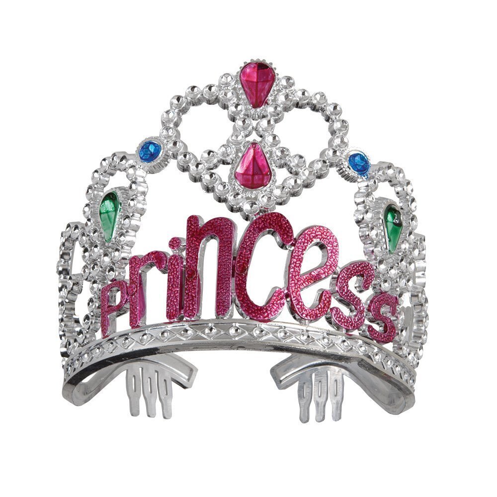 4388 Princess Sparkling Jeweled Silver Tiara - Fits Most Children, 1 Piece